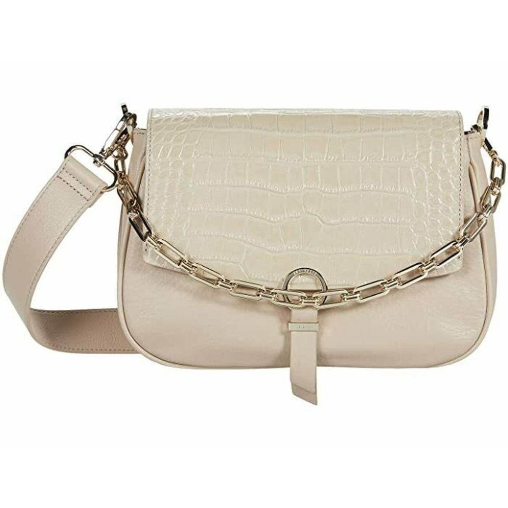 NWT Ted Baker London Loop & Tab Crossbody, Taupe, Very Soft Leather, Retail $295